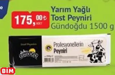 GÜNDOĞDU  YARIM YAĞLI TOST PEYNİRİ